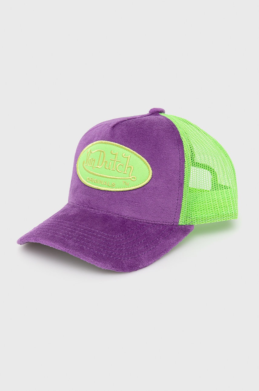 

Шапка с козирка Von Dutch в лилаво с апликация, Виолетов