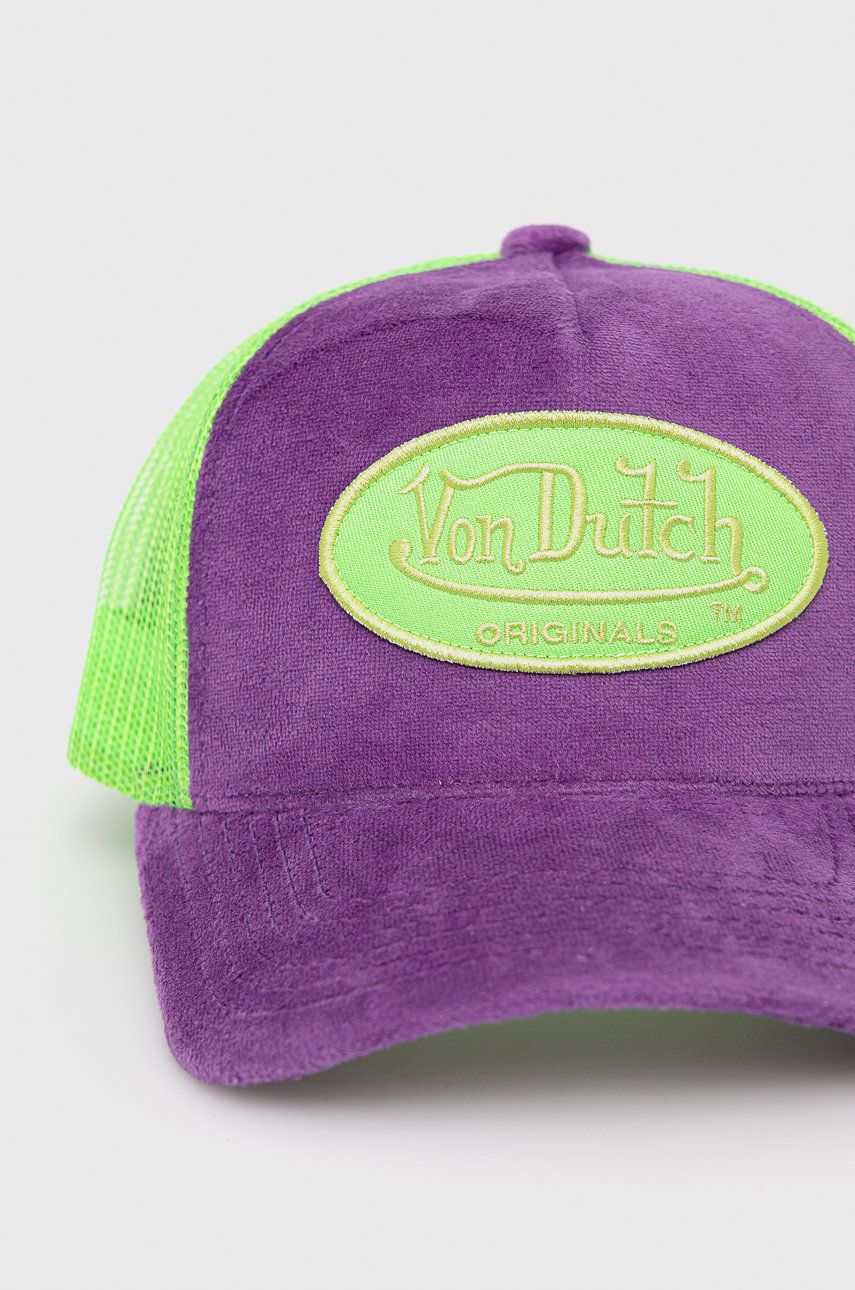 

Кепка Von Dutch колір фіолетовий з аплікацією