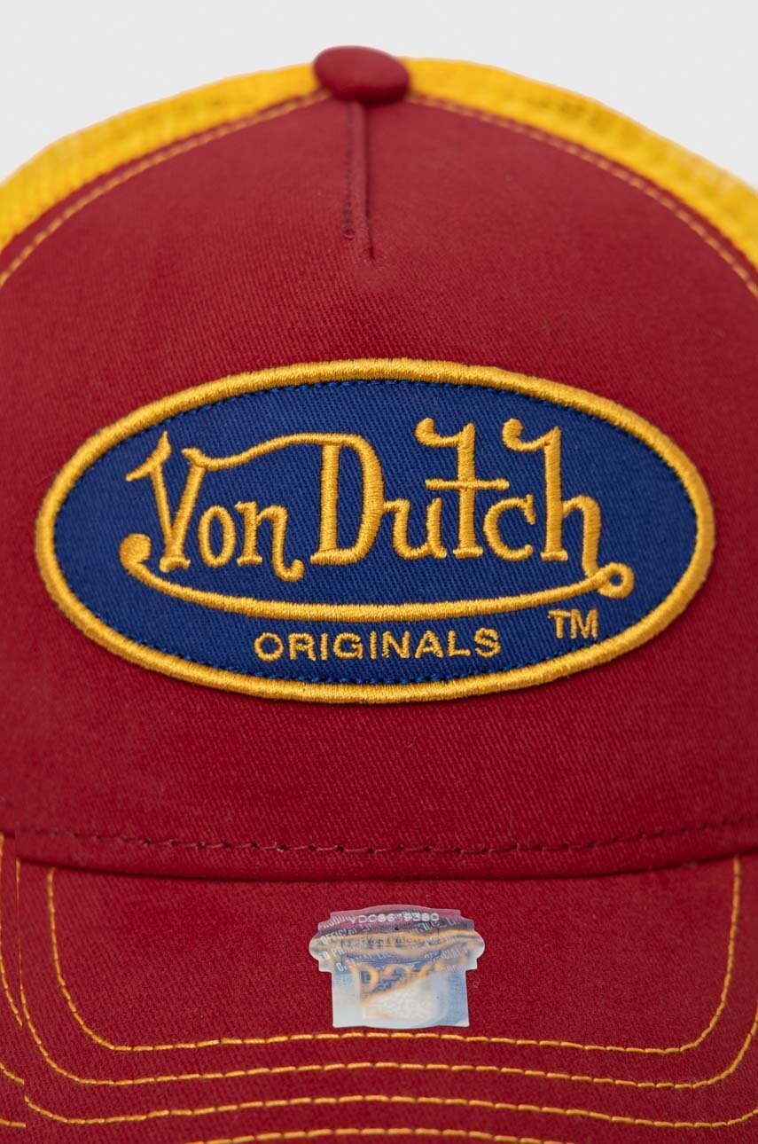 

Кепка Von Dutch колір червоний з аплікацією