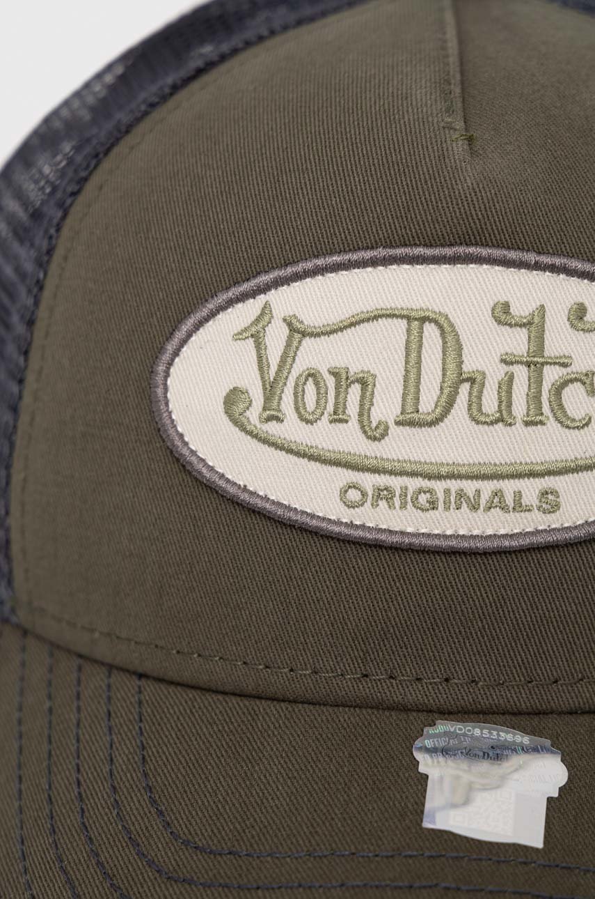

Кепка Von Dutch колір зелений з аплікацією