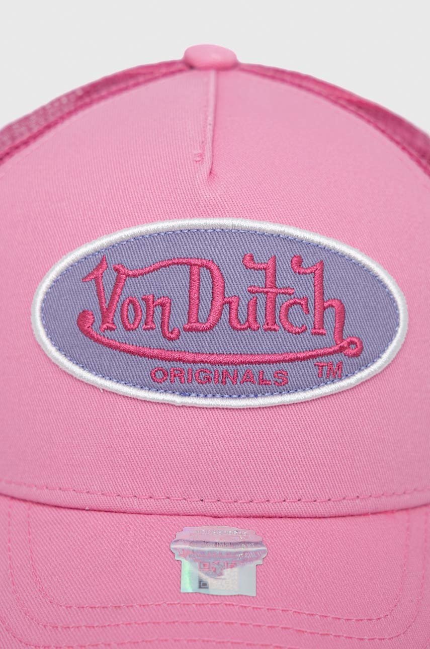 

Кепка Von Dutch колір рожевий з аплікацією
