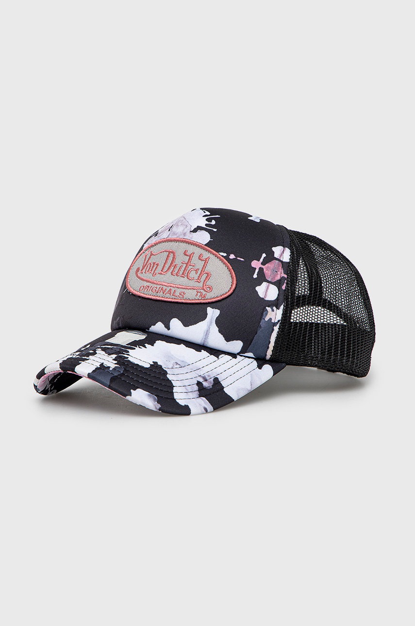 

Шапка с козирка Von Dutch в черно с десен, Черен