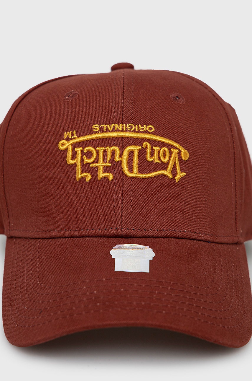 

Бавовняна бейсболка Von Dutch колір бордовий однотонна