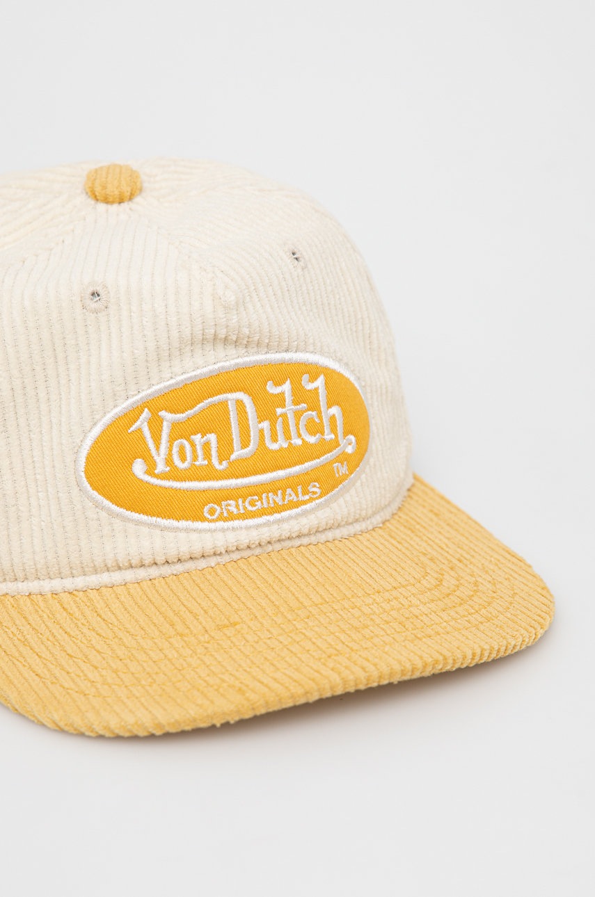 

Вельветовая кепка Von Dutch цвет жёлтый узор