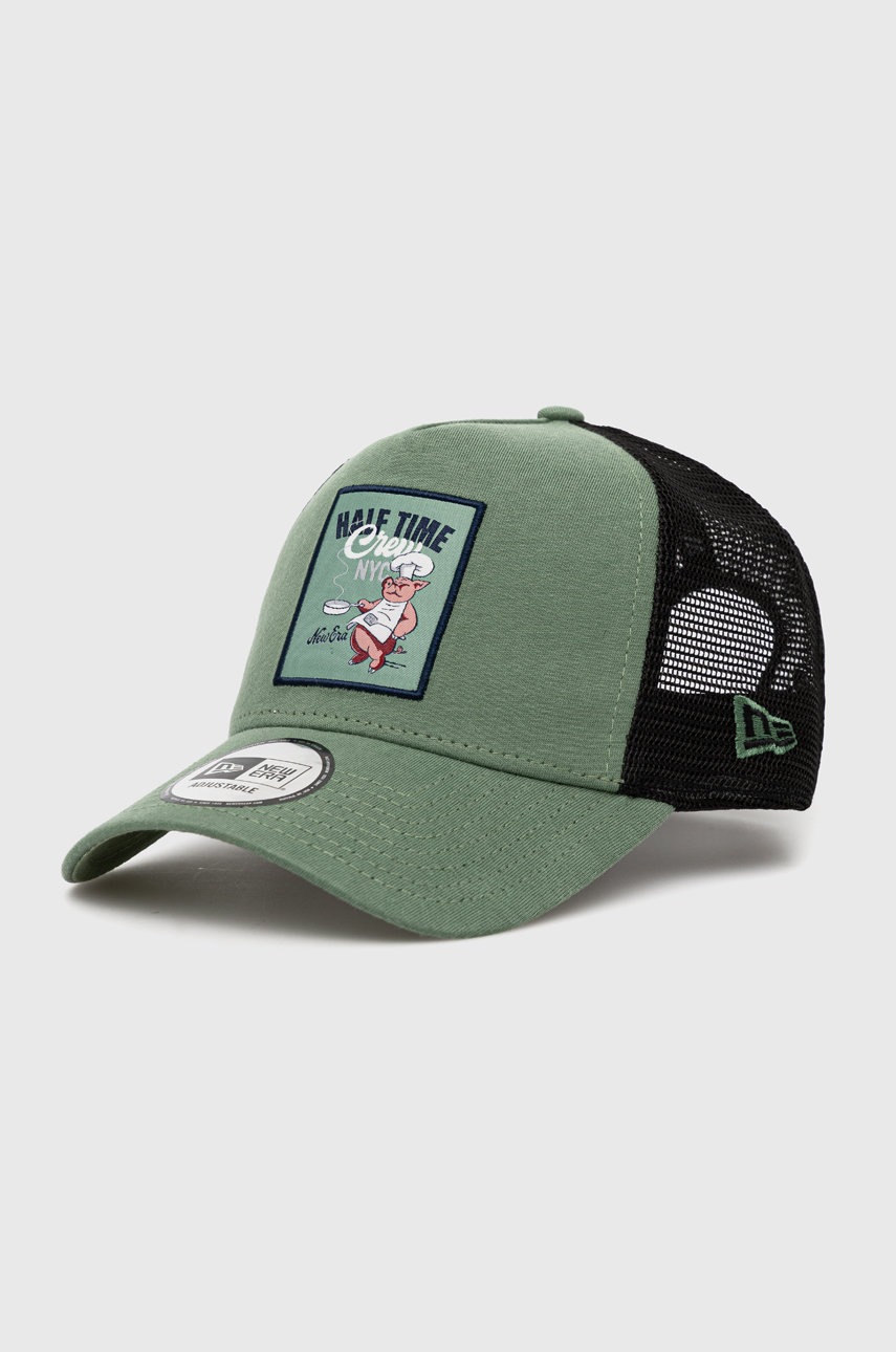 

Шапка с козирка New Era в зелено с апликация, Зелен