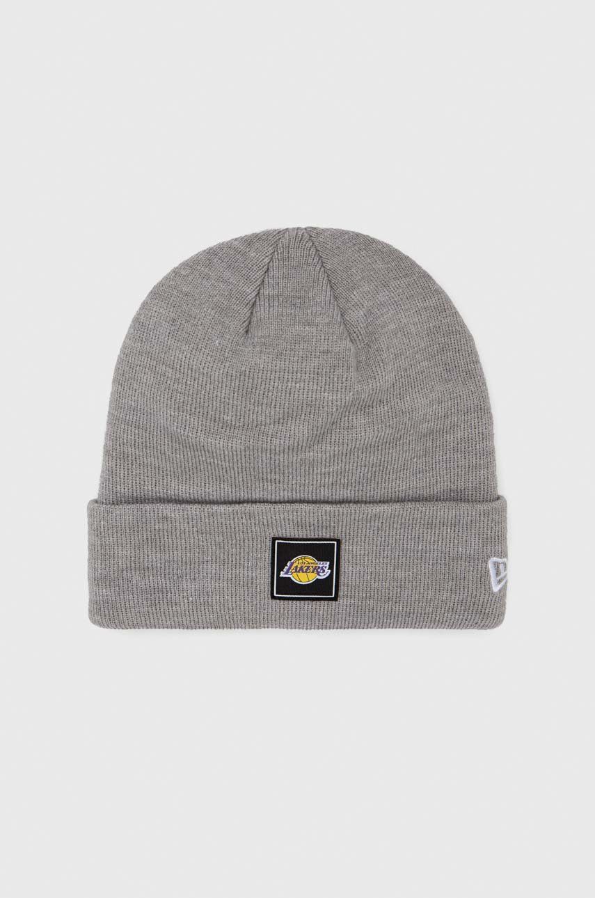 New Era caciula culoarea gri, din tricot gros