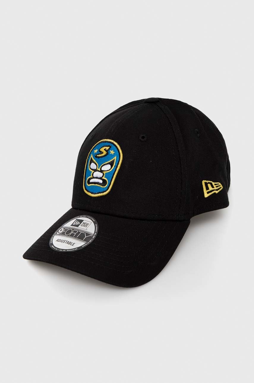 

Памучна шапка с козирка New Era в черно с апликация, Черен