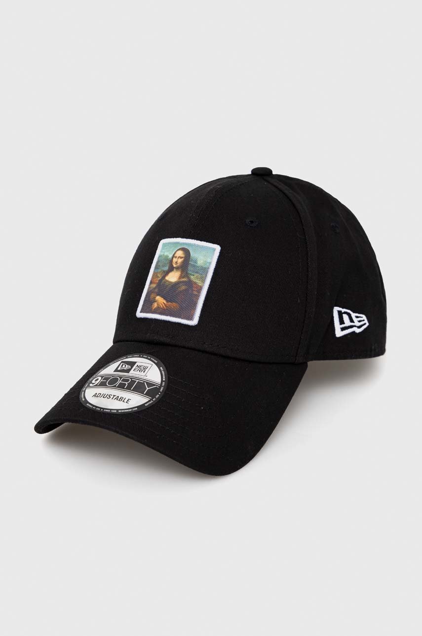 

Памучна шапка с козирка New Era в черно с апликация, Черен