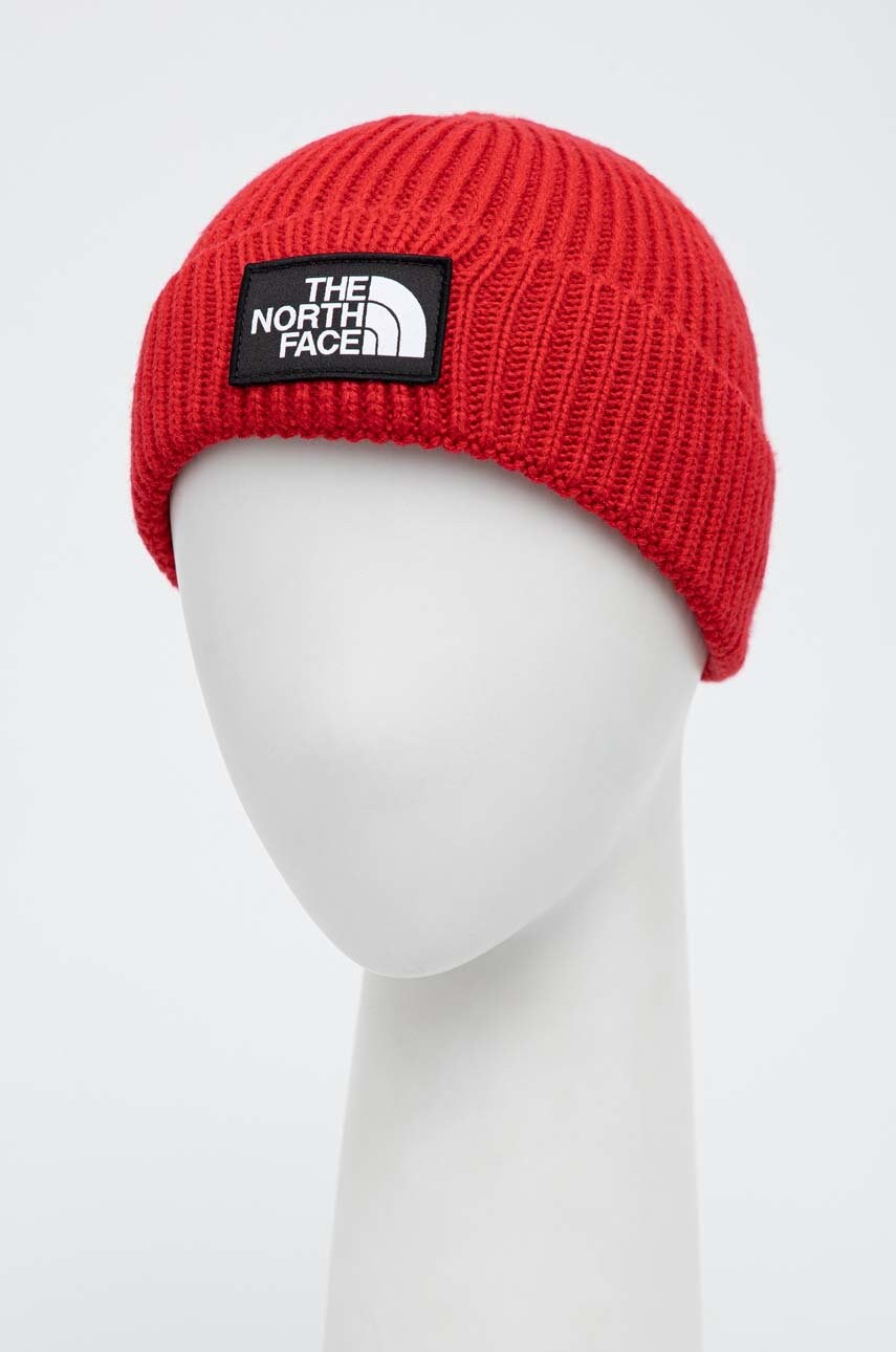 

Шапка The North Face колір червоний з товстого трикотажу