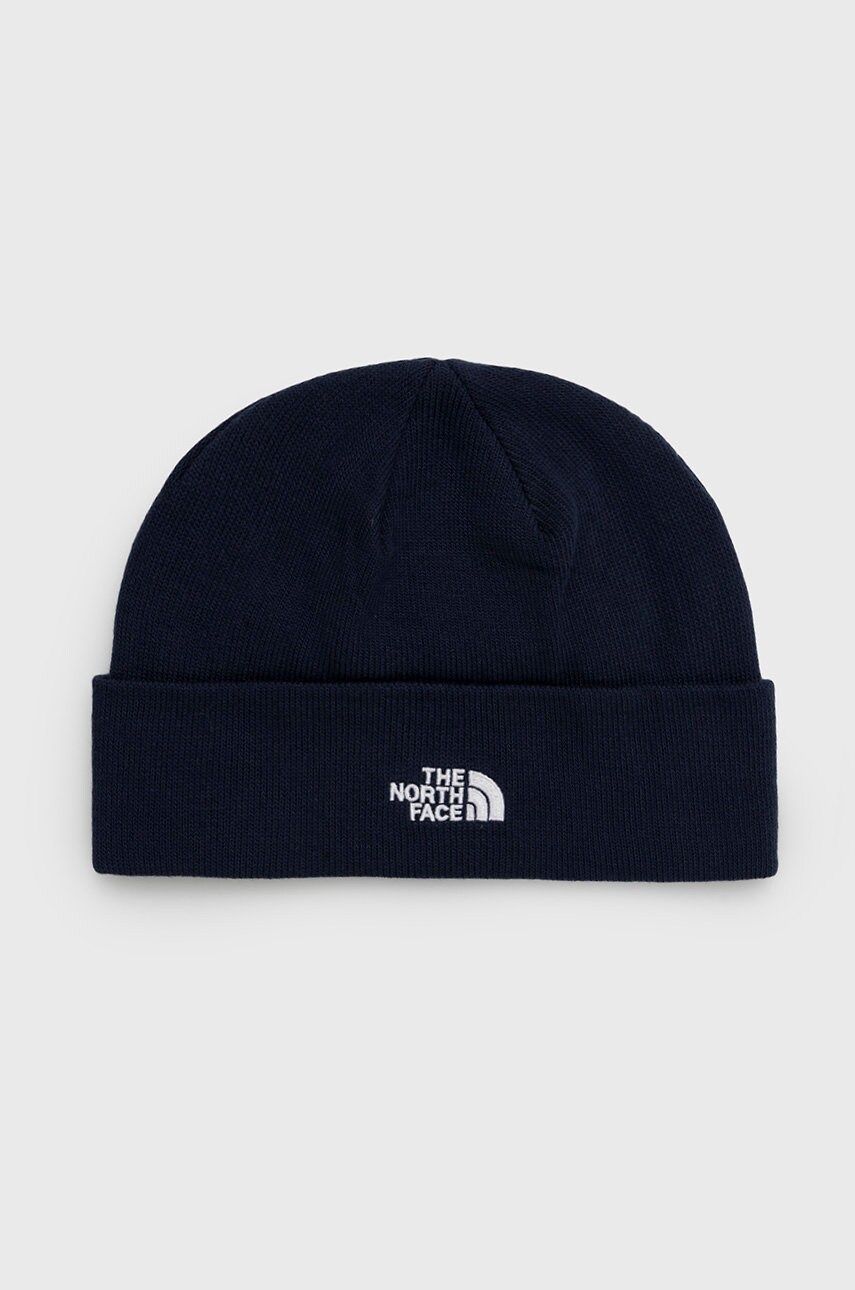 The North Face caciula culoarea albastru marin, din tricot gros