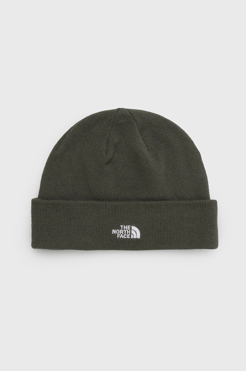 

Шапка The North Face в зелено от плътен трикотаж, Зелен