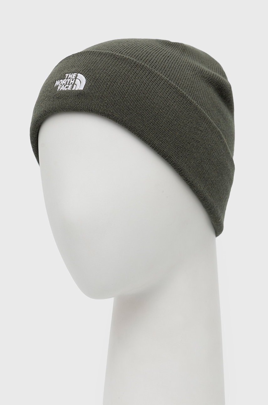 

Шапка The North Face цвет зелёный из толстого трикотажа