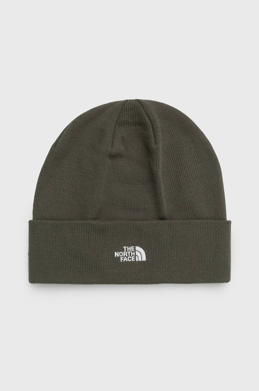 

Шапка The North Face в зелено от плътен трикотаж, Зелен