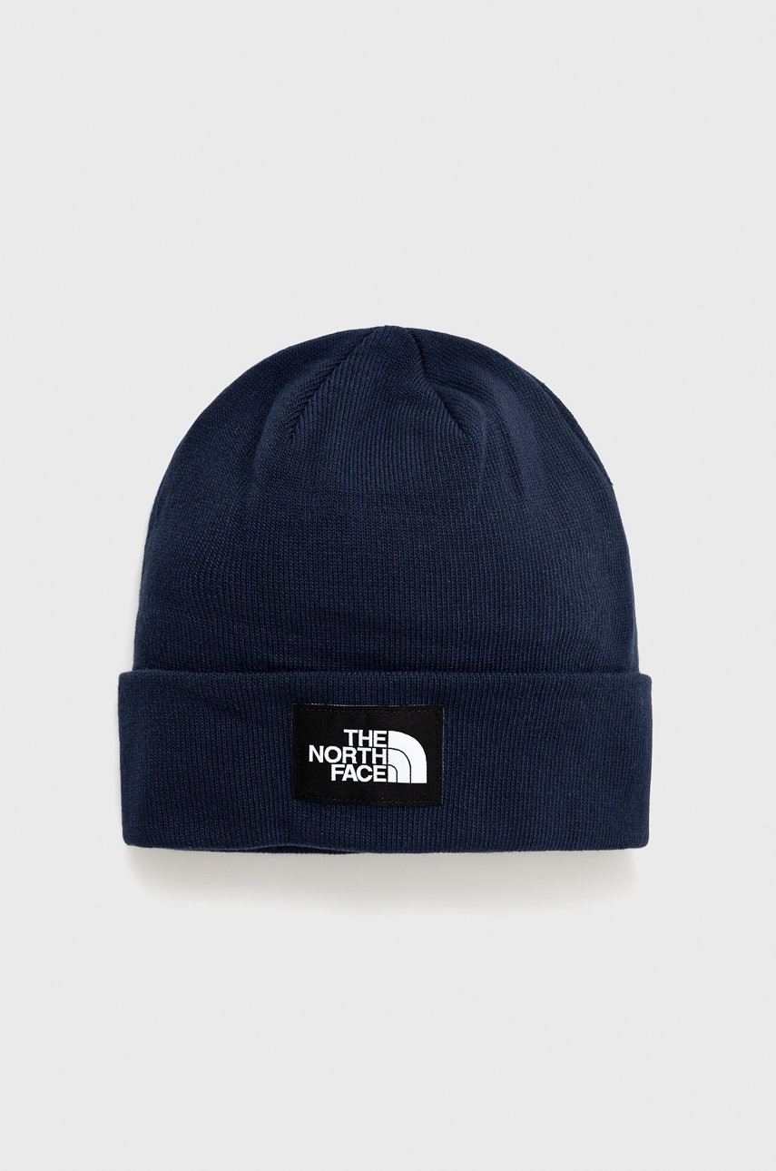 

Шапка The North Face в тъмносиньо с фина плетка, Тъмносин