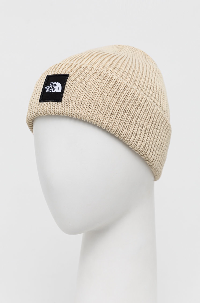 

Шапка The North Face цвет бежевый из толстого трикотажа