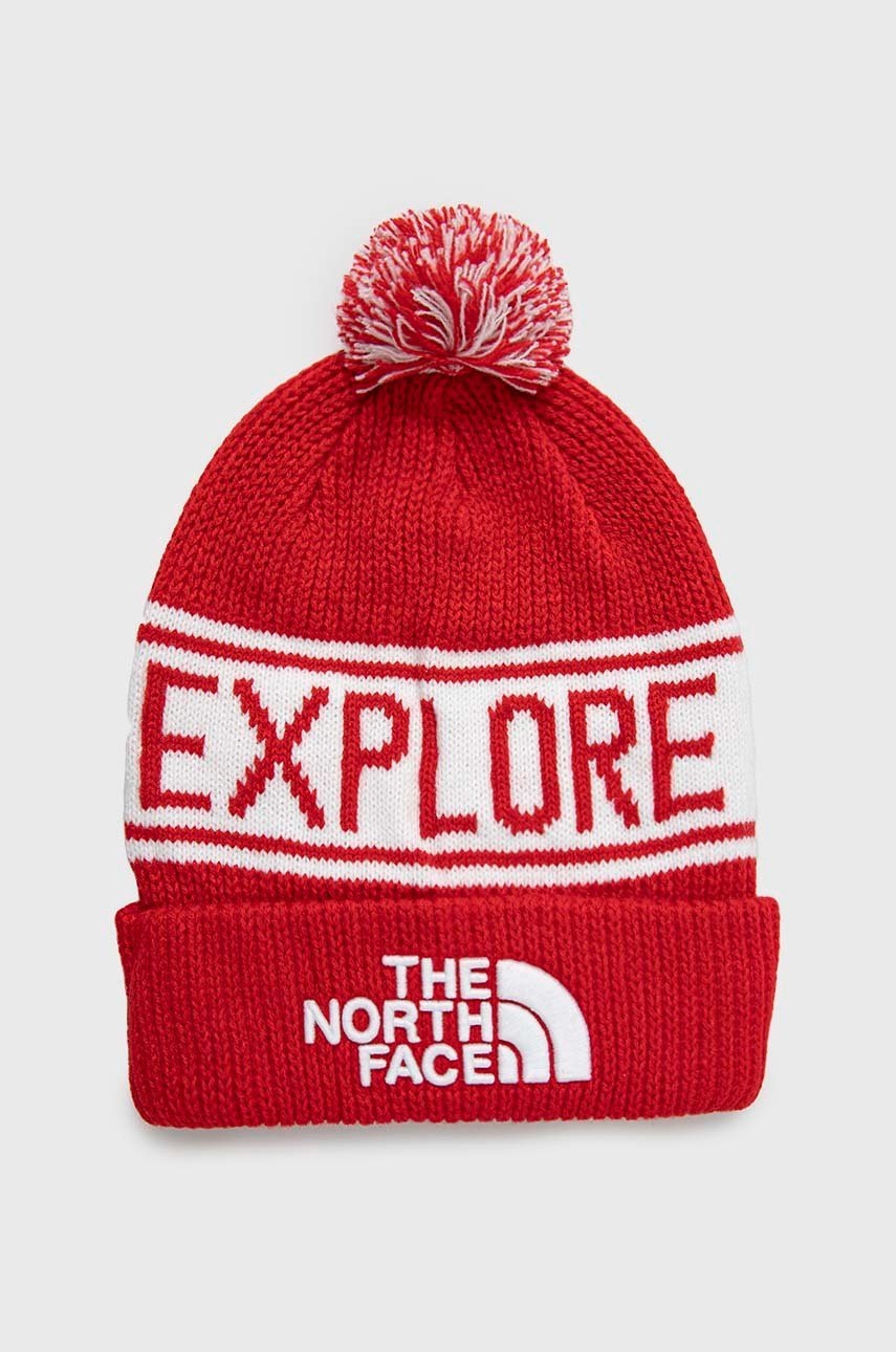 

Шапка The North Face в червено от плътен трикотаж, Червен