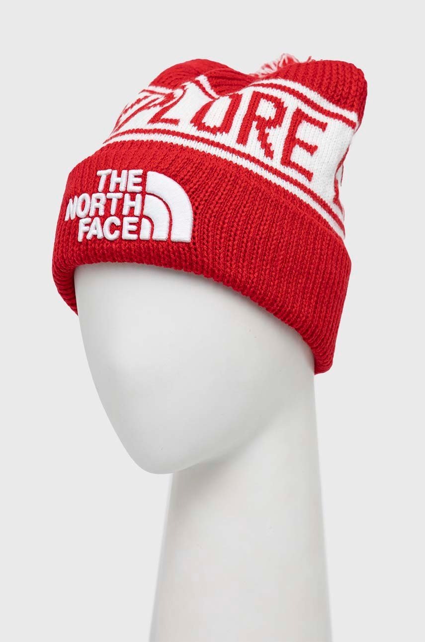 

Шапка The North Face колір червоний з товстого трикотажу