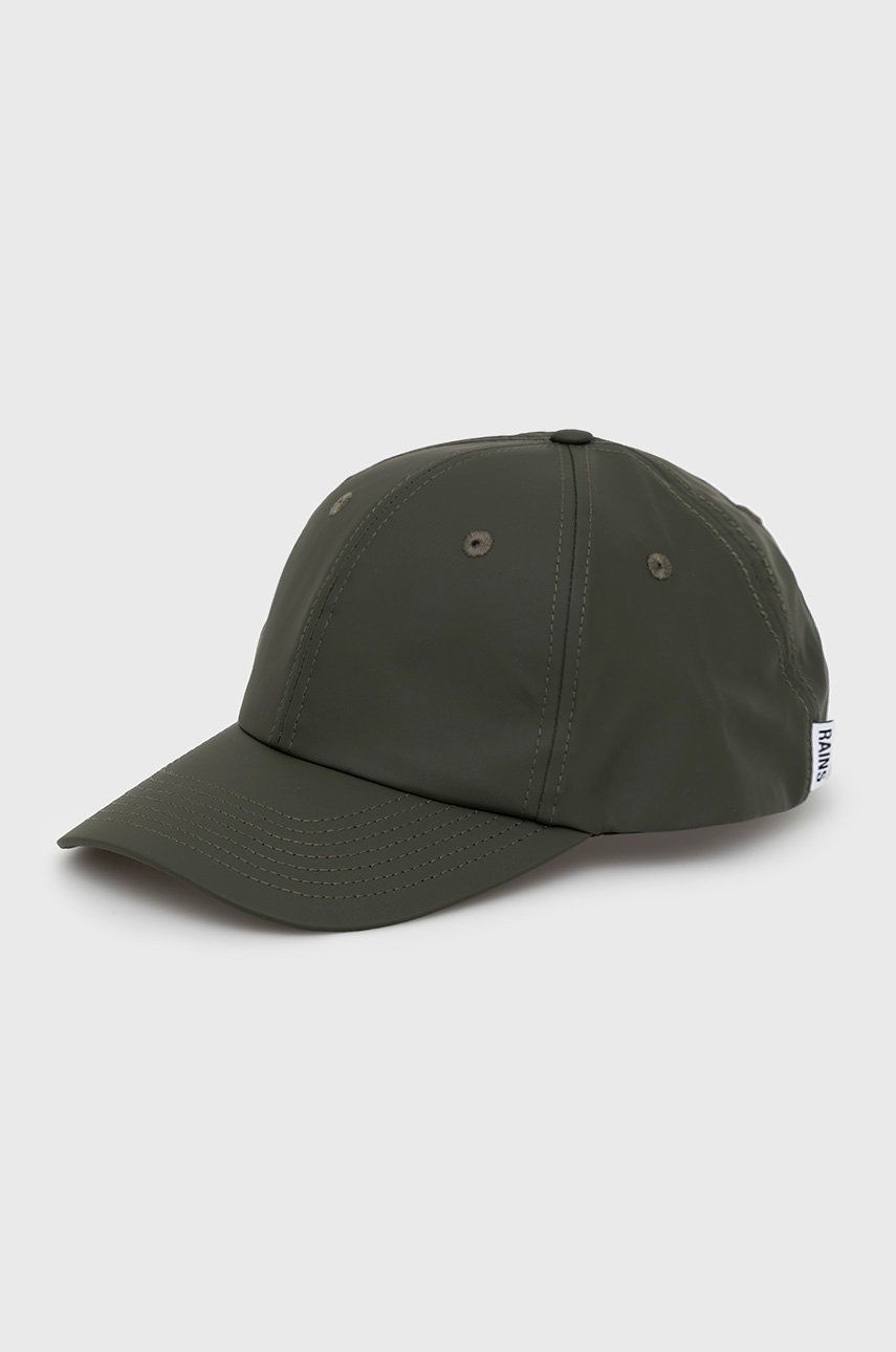Rains șapcă 13600 Cap culoarea verde, neted 13600.03-03.Green