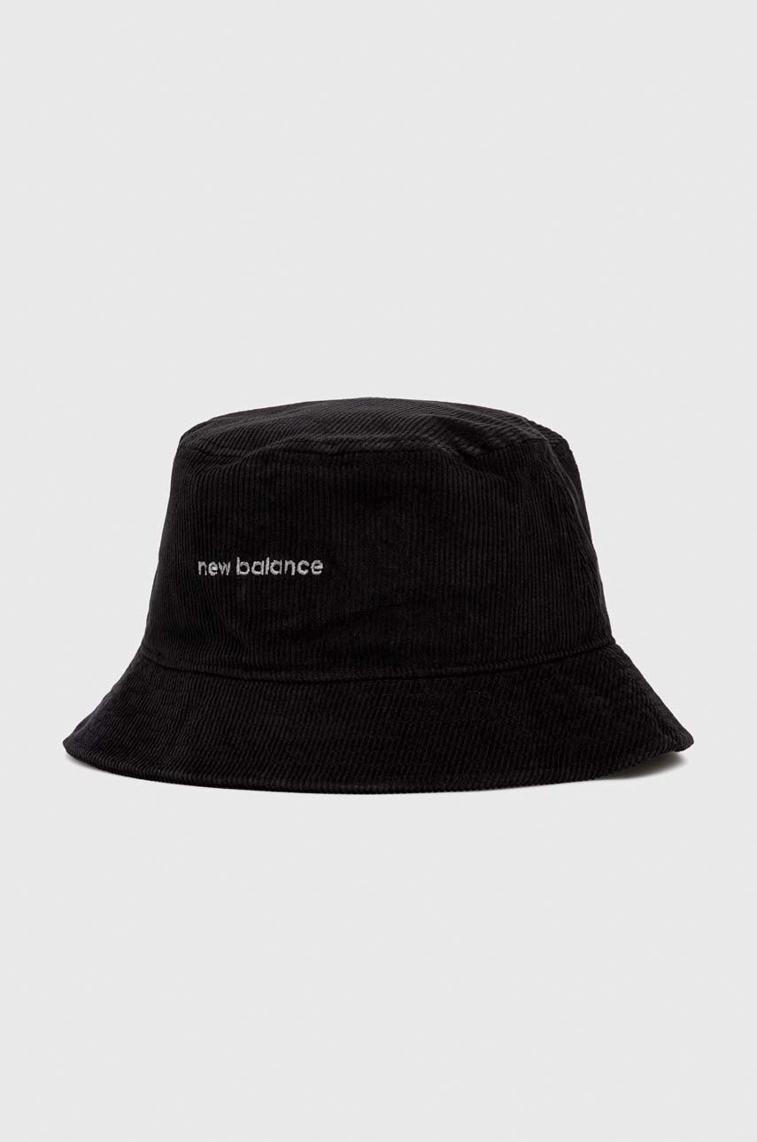 Manšestrový klobouok New Balance černá barva, bavlněný - černá -  Hlavní materiál: 100% Bavlna