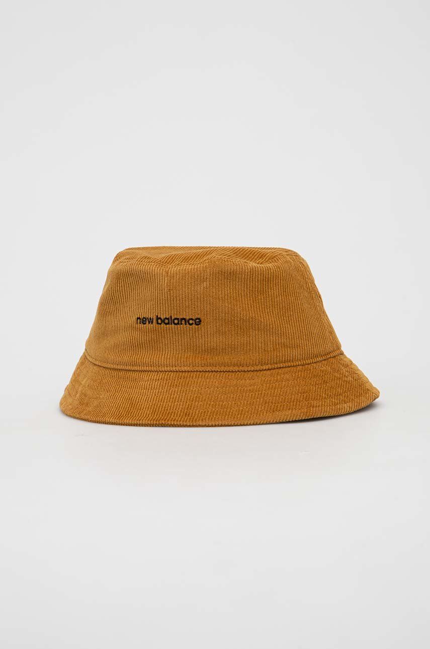 Levně Manšestrový klobouok New Balance hnědá barva, bavlněný