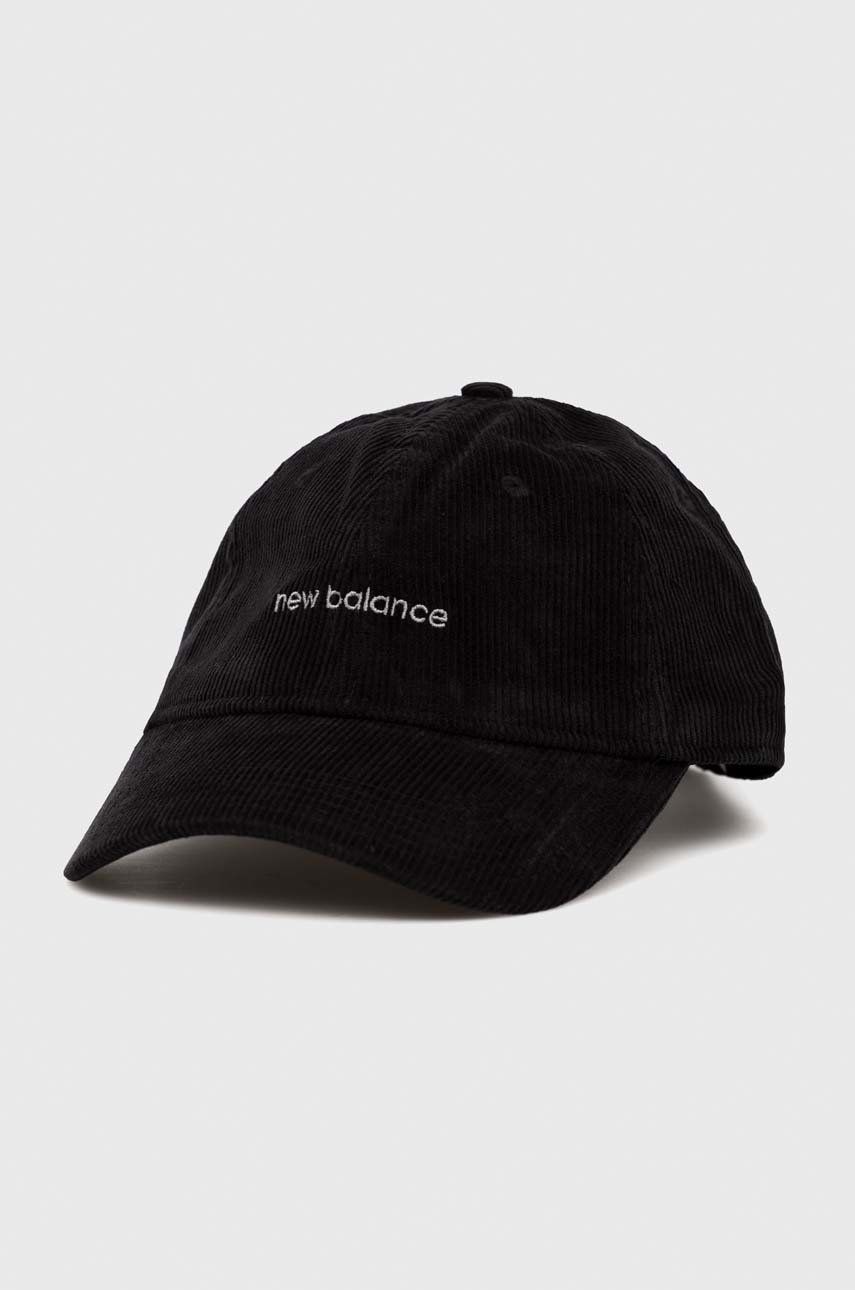 New Balance șapcă de baseball din catifea culoarea negru, cu imprimeu