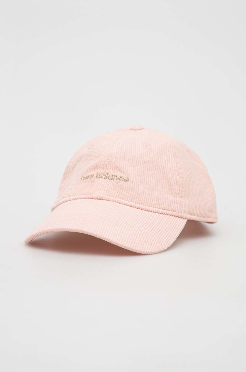 New Balance șapcă de baseball din catifea culoarea roz, cu imprimeu