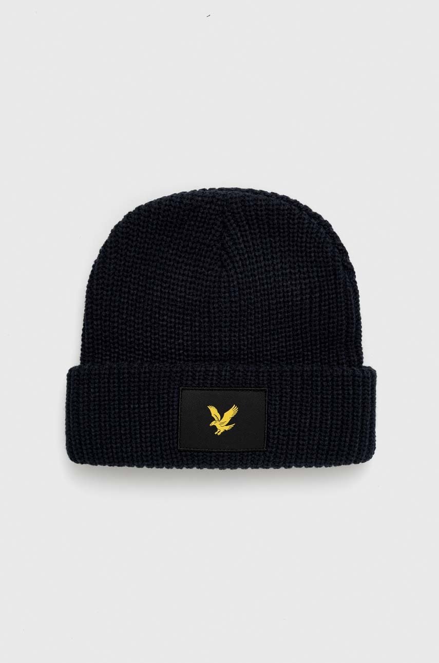

Шапка Lyle & Scott в тъмносиньо от плътен трикотаж, Тъмносин
