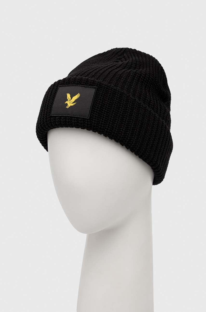 Lyle & scott caciula culoarea negru, din tricot gros