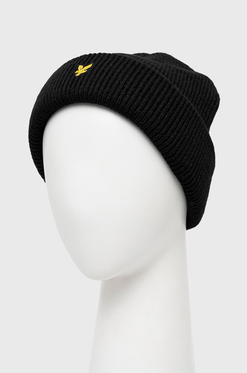 

Шапка Lyle & Scott колір чорний з товстого трикотажу