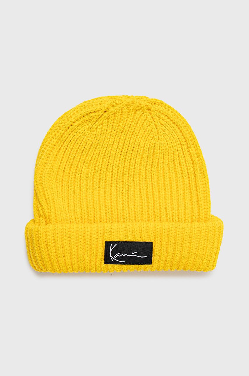 Karl Kani czapka kolor żółty z grubej dzianiny