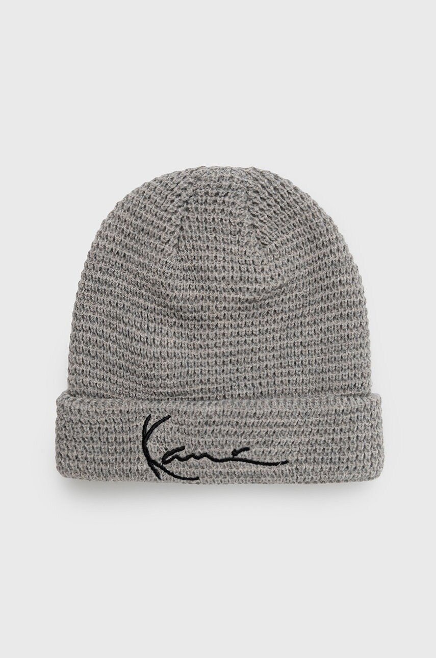 Karl kani căciulă culoarea gri, din tricot gros 7050673-grey.melan