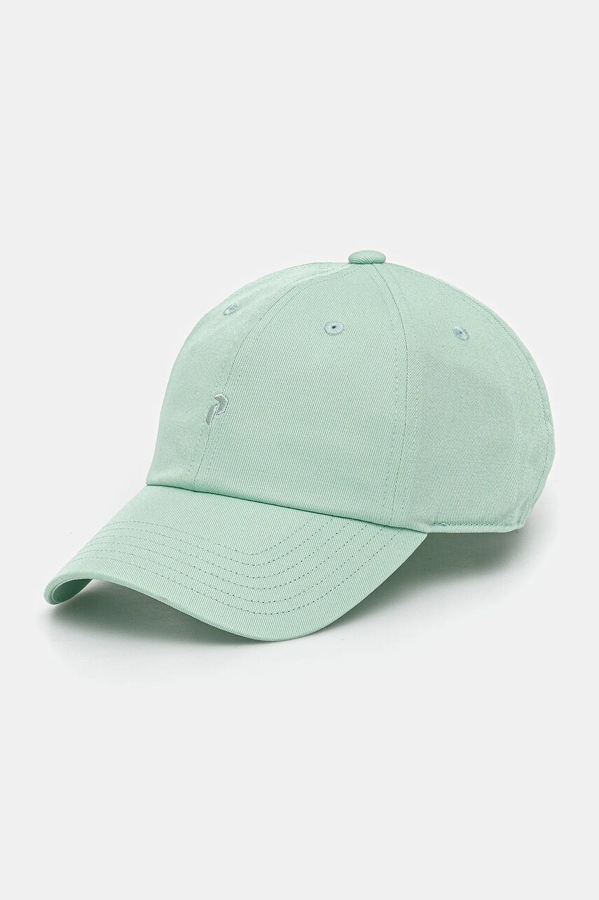 Peak Performance șapcă de baseball din bumbac culoarea verde, neted