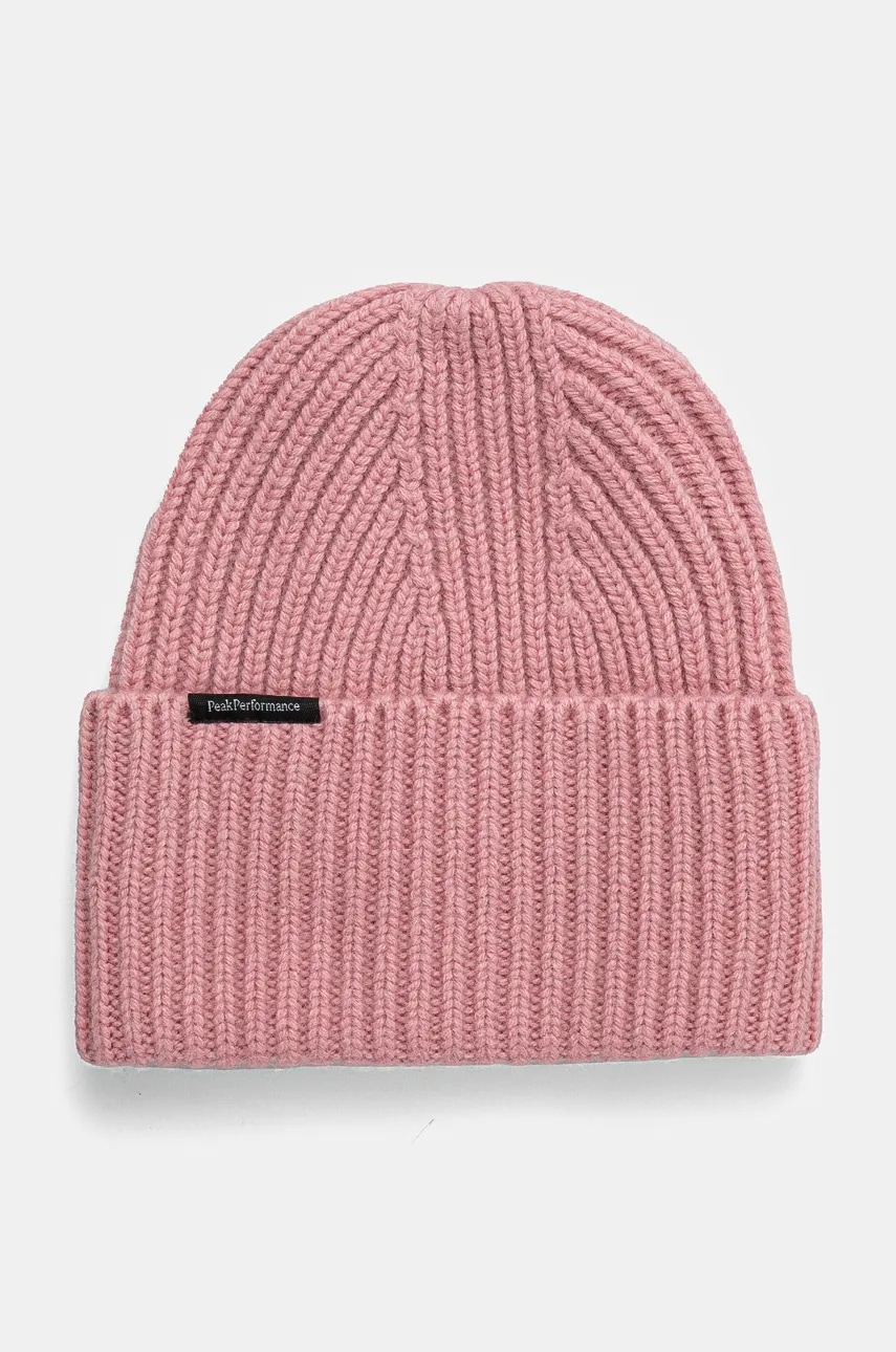 Peak Performance caciula de lana Mason culoarea roz, de lana, din tricot gros, G77790 Peak Performance caciula de lana Mason culoarea roz, de lana, din tricot gros, G77790