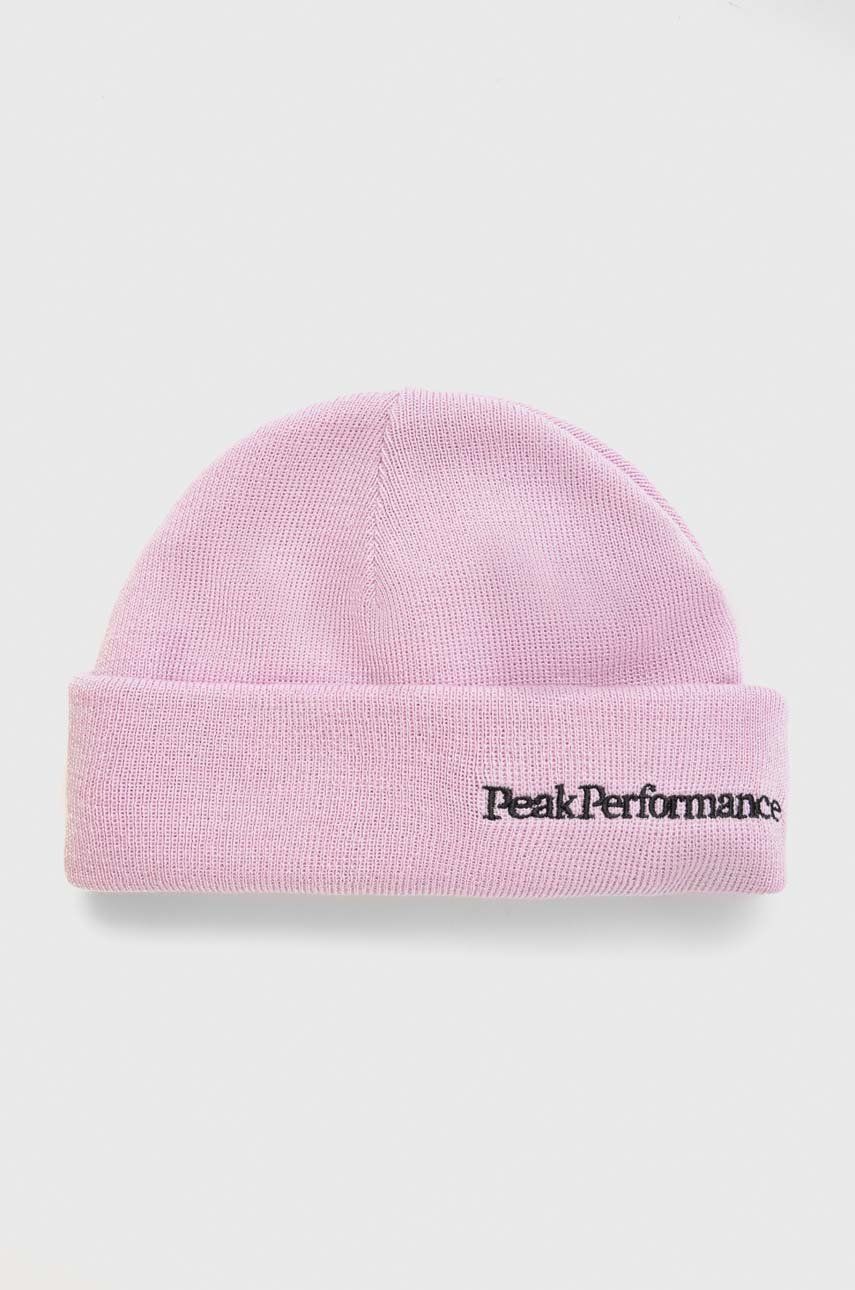 Čepice Peak Performance růžová barva, z husté pleteniny - růžová -  50% Akryl
