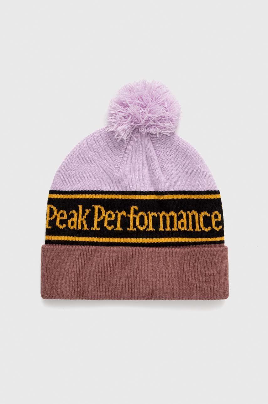 Peak Performance caciula culoarea violet, din tricot gros