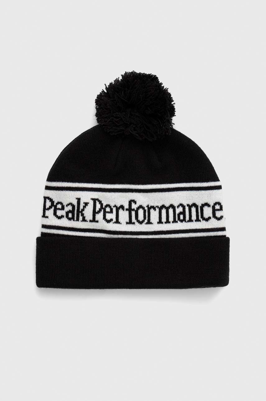 

Шапка Peak Performance в черно от плътен трикотаж, Черен