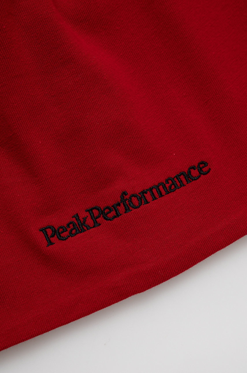 

Бавовняна шапка Peak Performance колір червоний з тонкого трикотажу з бавовни