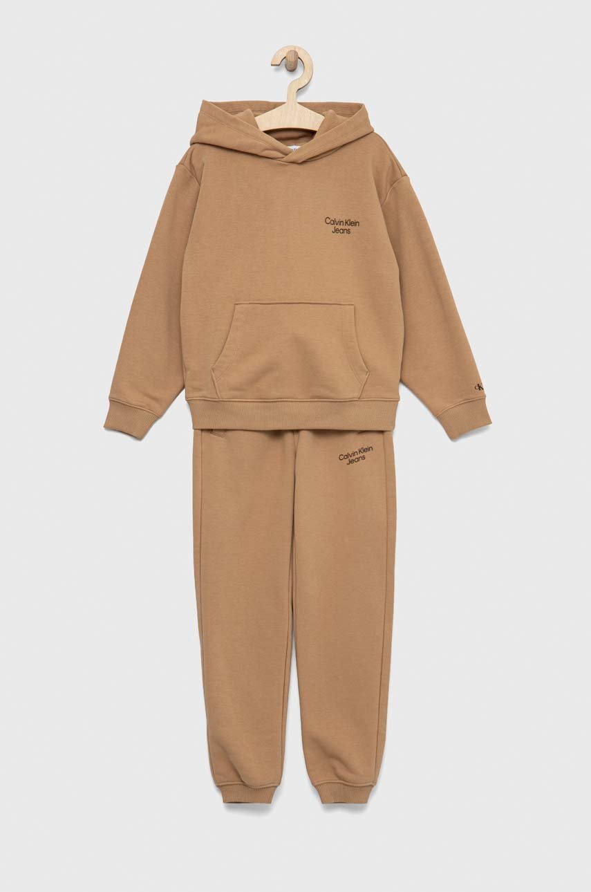

Детски анцуг Calvin Klein Jeans в кафяво, Кафяв