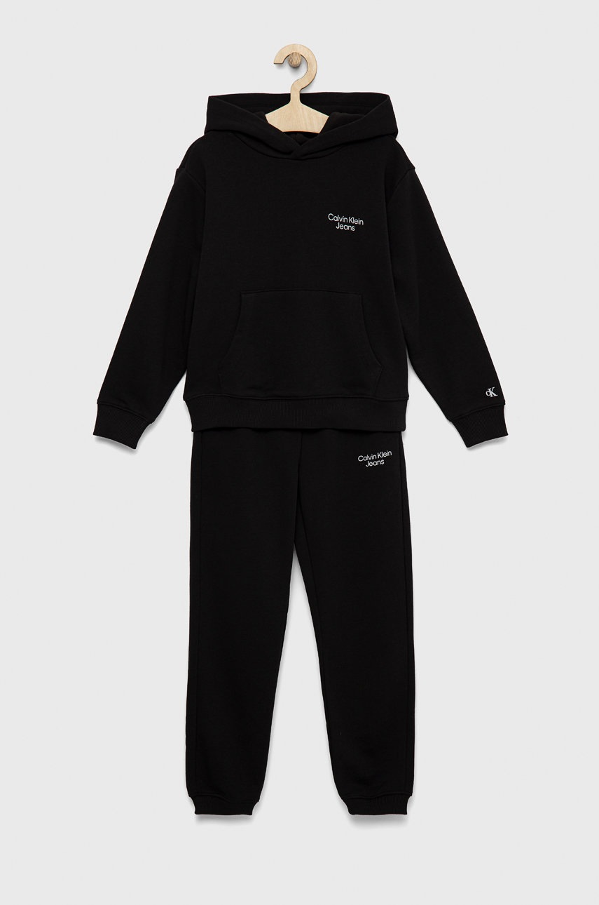 

Детски анцуг Calvin Klein Jeans в черно, Черен