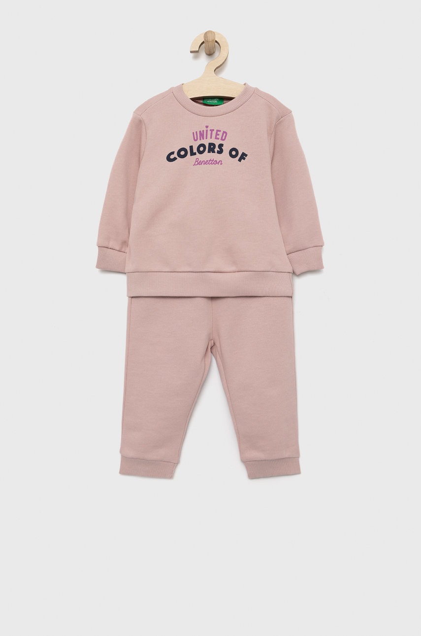 

Детски памучен анцуг United Colors of Benetton в розово, Розов