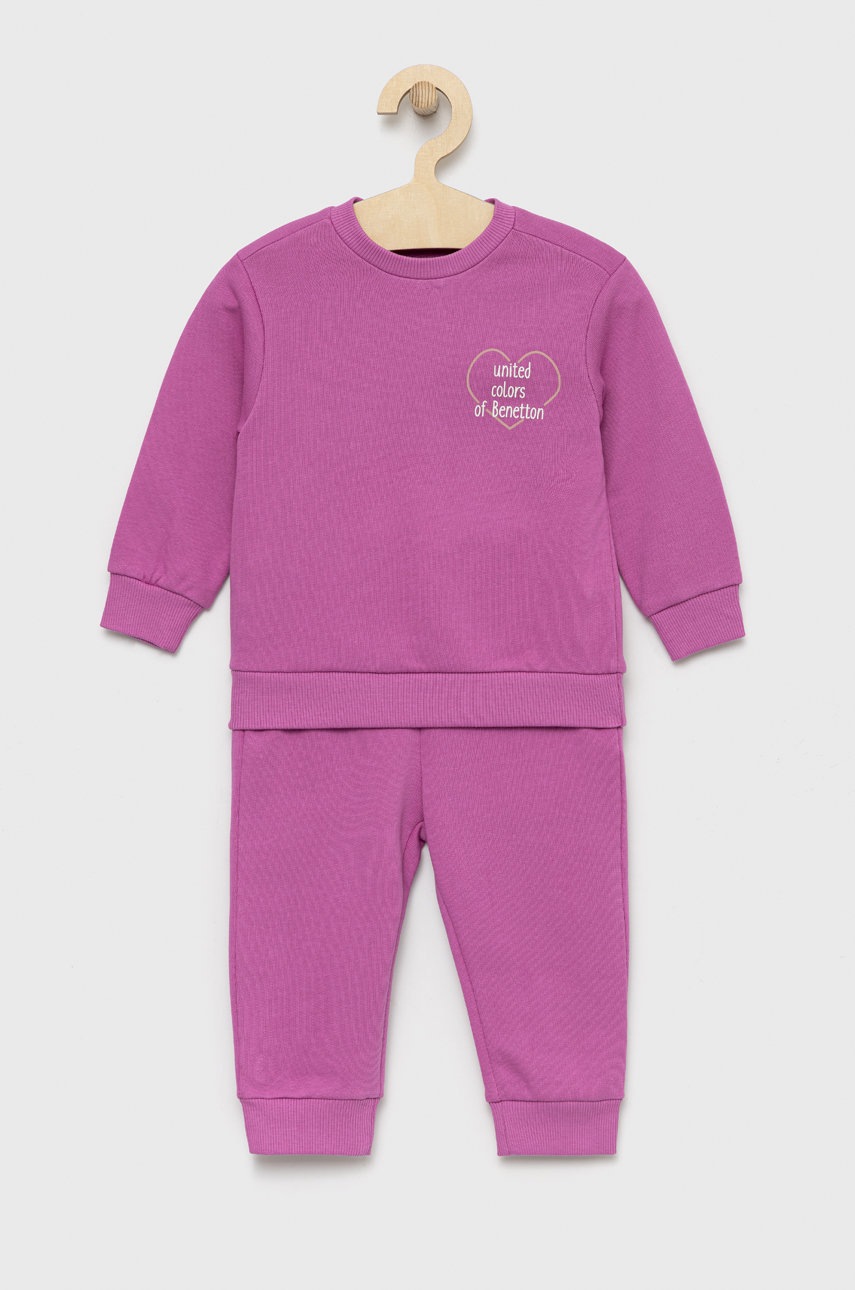 

Детски памучен анцуг United Colors of Benetton в розово, Розов