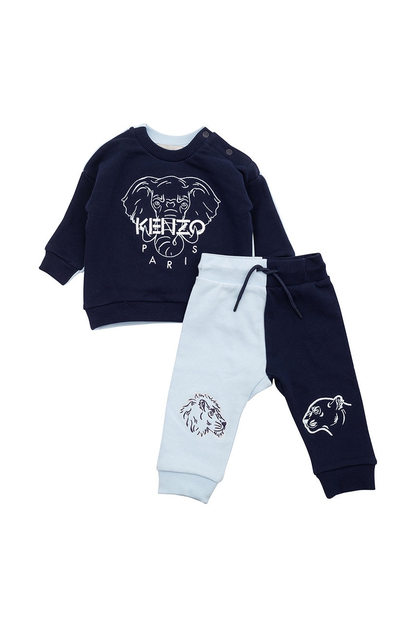 

Детски памучен анцуг Kenzo Kids в тъмносиньо, Тъмносин