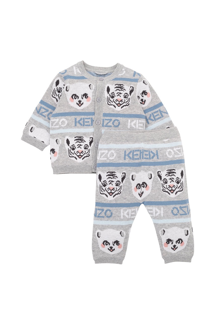 

Детски памучен комплект Kenzo Kids в сиво, Сив