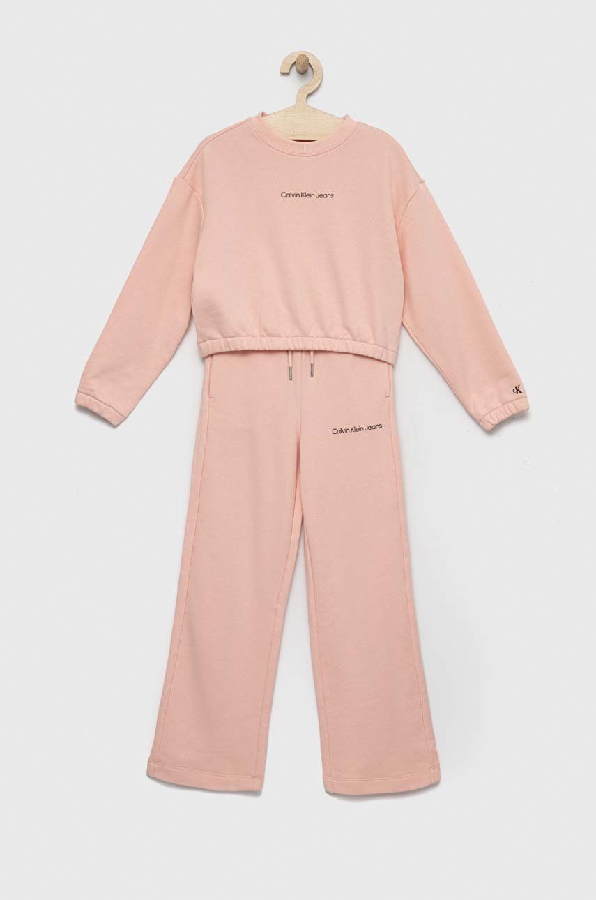 Levně Dětská souprava Calvin Klein Jeans růžová barva