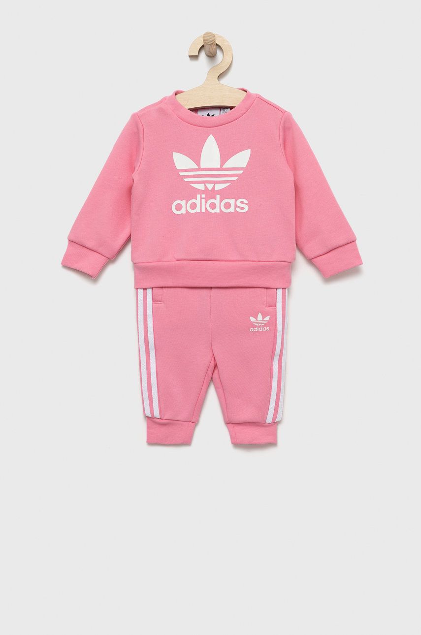 Levně Dětská tepláková souprava adidas Originals růžová barva