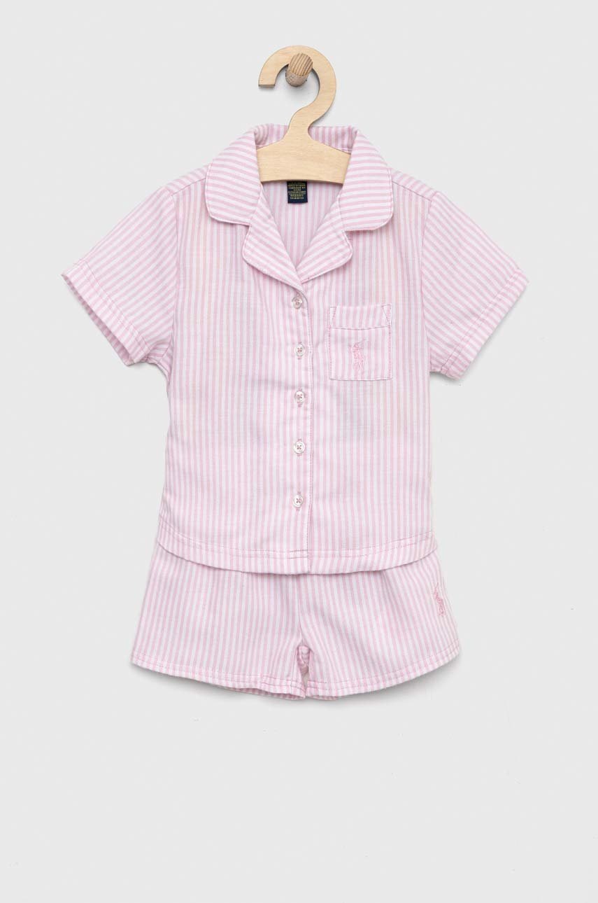 

Детска пижама Polo Ralph Lauren в розово с десен, Розов