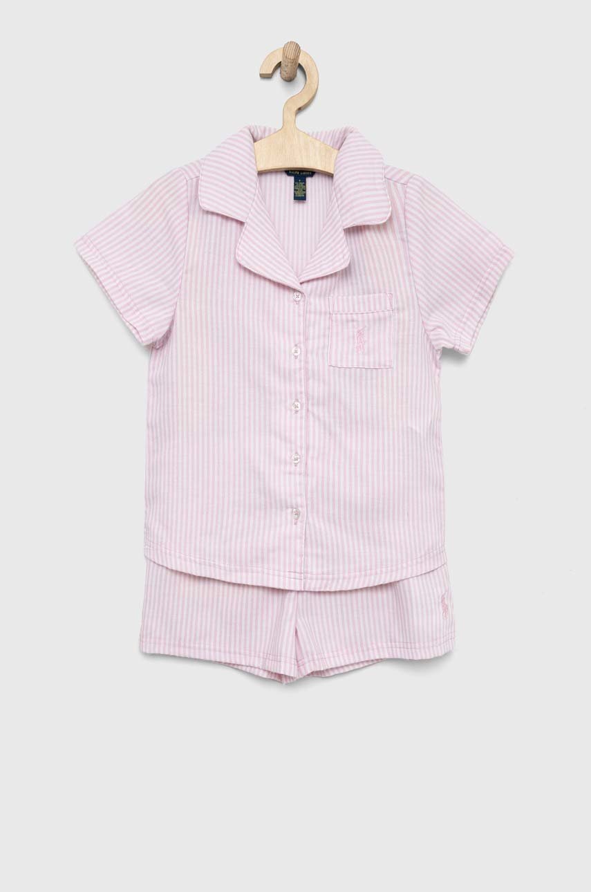 

Детска пижама Polo Ralph Lauren в розово с десен, Розов
