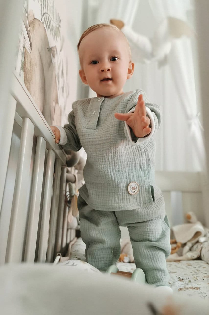 Jamiks set de bumbac pentru copii culoarea turcoaz