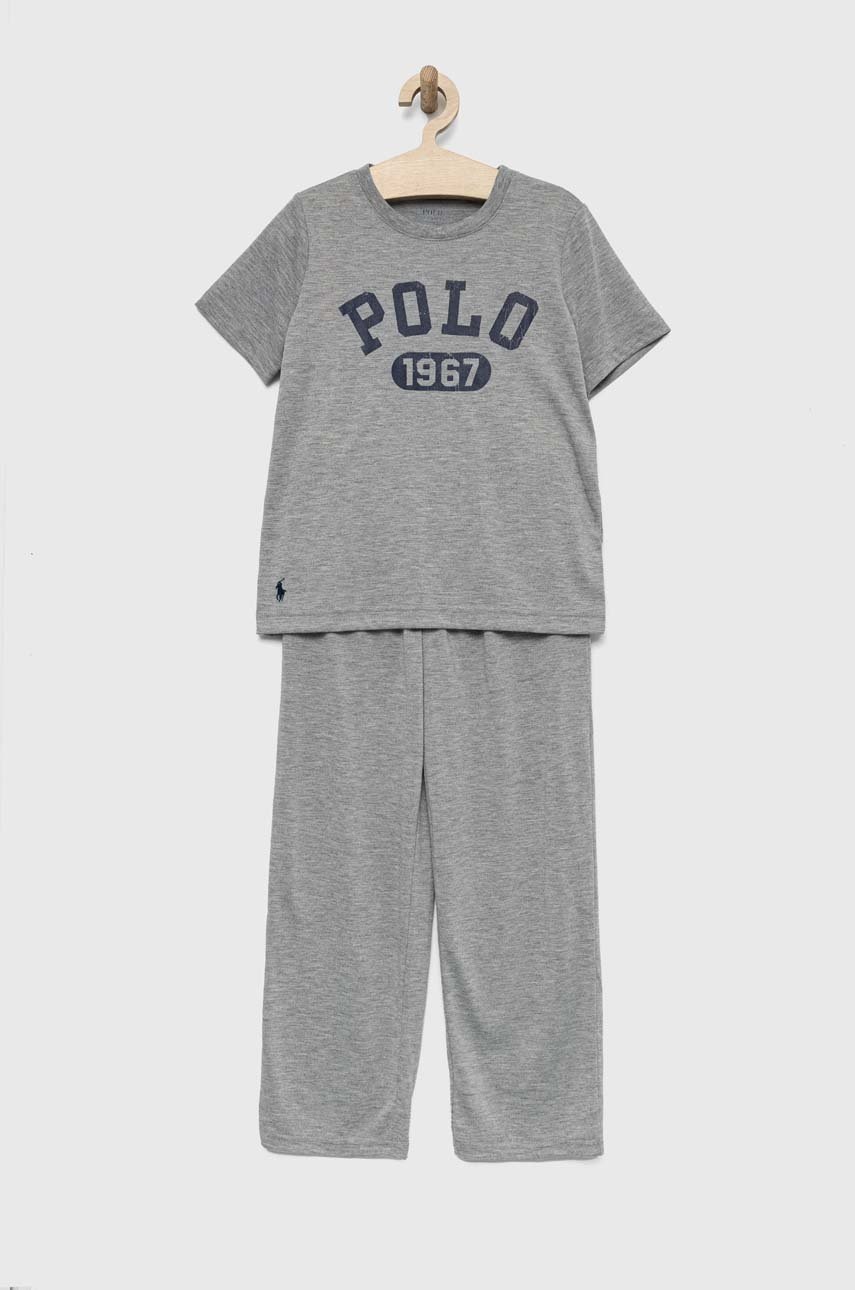 

Детска пижама Polo Ralph Lauren в сиво с принт, Сив