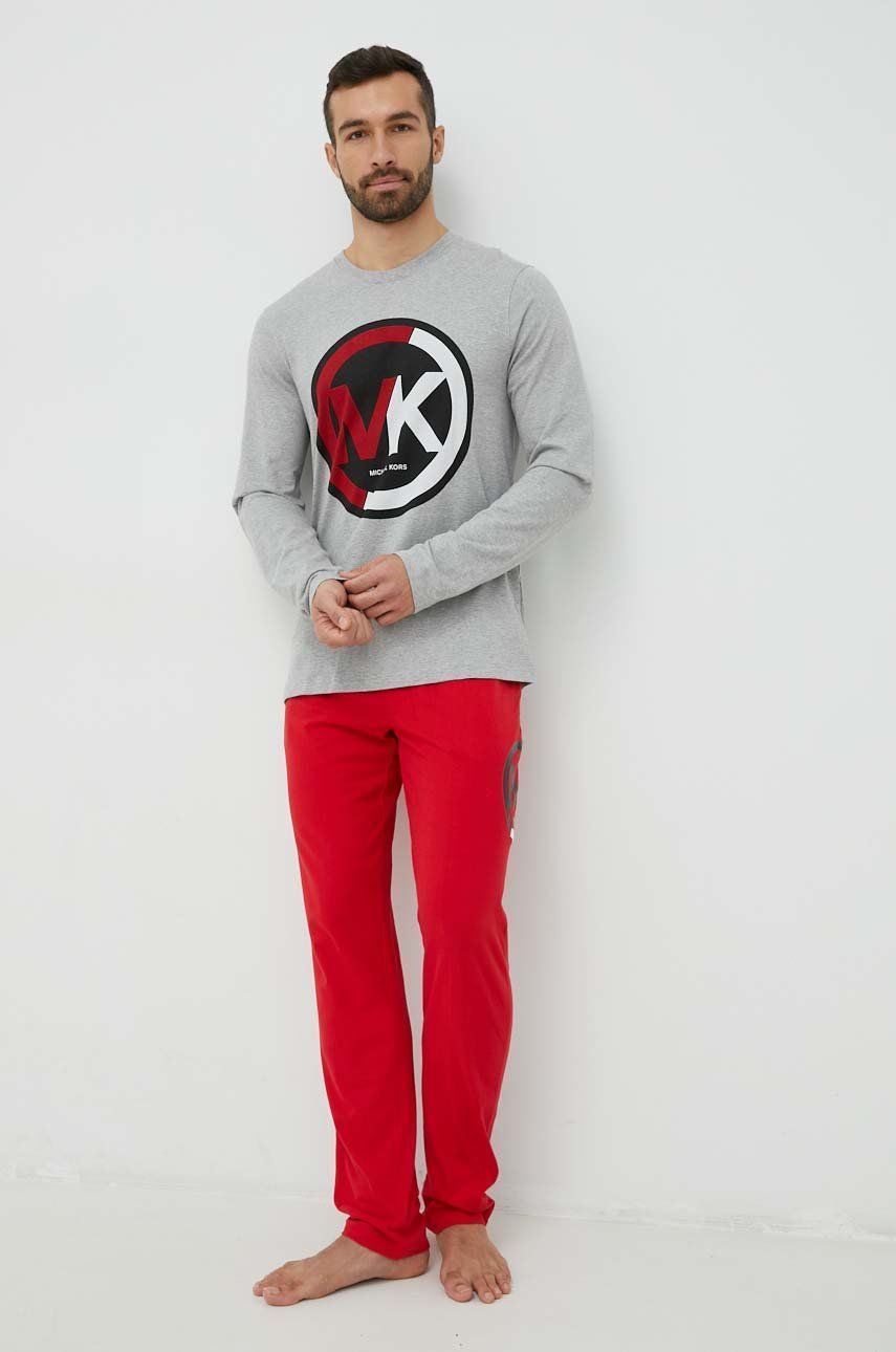 Michael Kors pijamale de bumbac culoarea rosu, cu imprimeu answear.ro